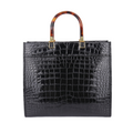 Genuine Alligator Belly Tote Bag  Handmade Top Handle Handbag