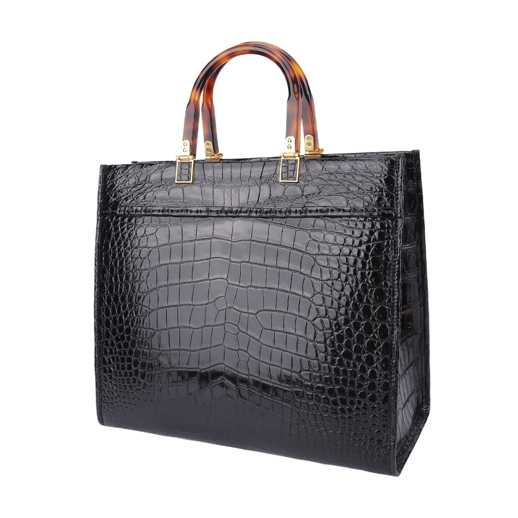 Genuine Alligator Belly Tote Bag  Handmade Top Handle Handbag