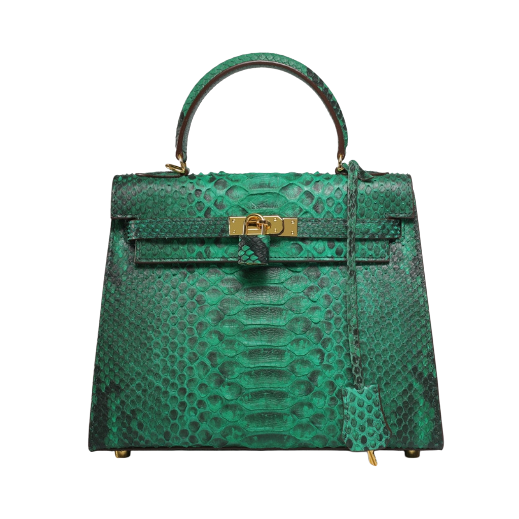 Genuine Python Leather Top-Handle Bag Luxury  Crossbody Purse