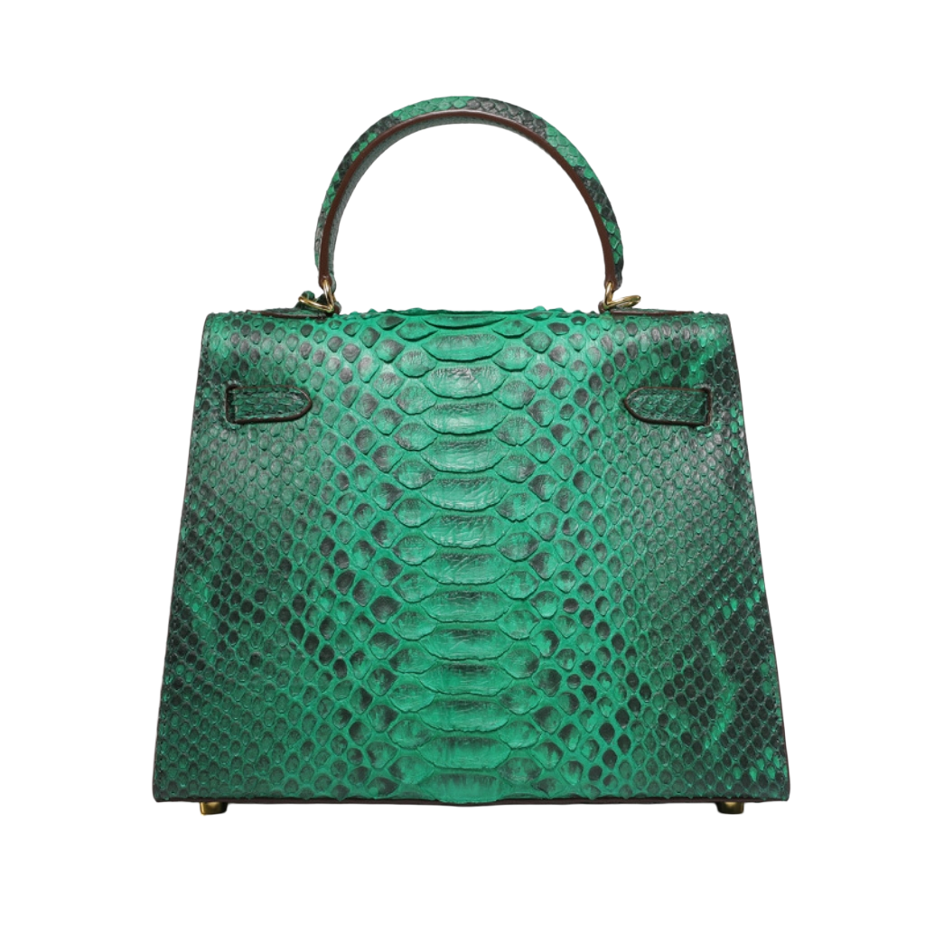 Genuine Python Leather Top-Handle Bag Luxury  Crossbody Purse