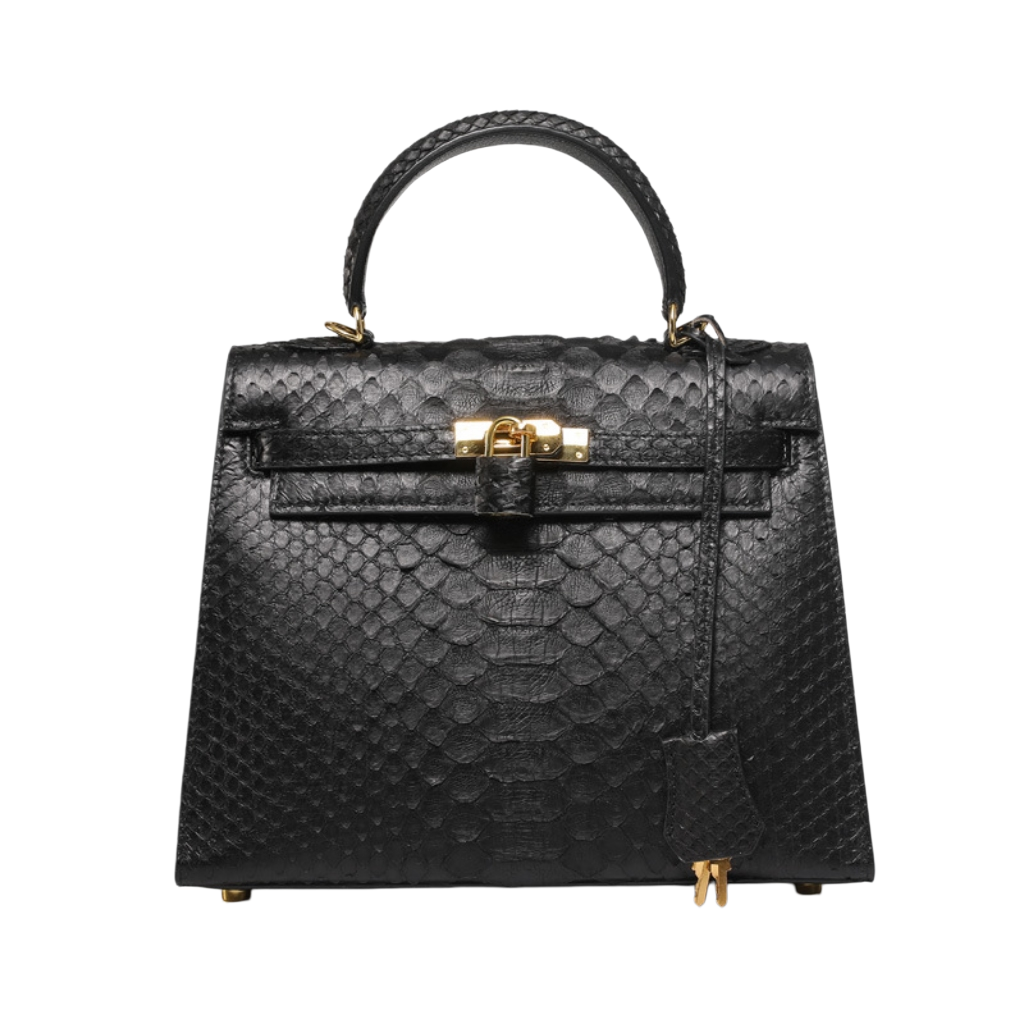 Genuine Python Leather Top-Handle Bag Luxury  Crossbody Purse