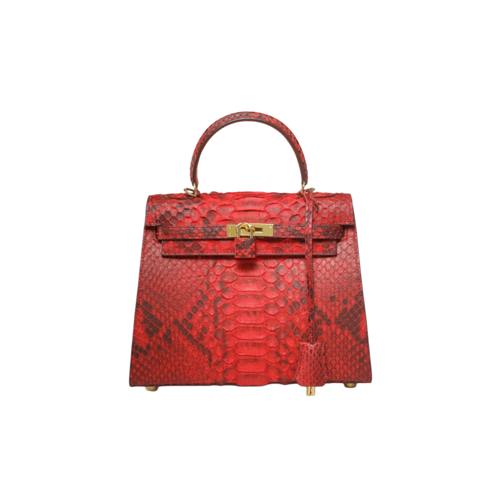 Genuine Python Leather Top-Handle Bag Luxury  Crossbody Purse