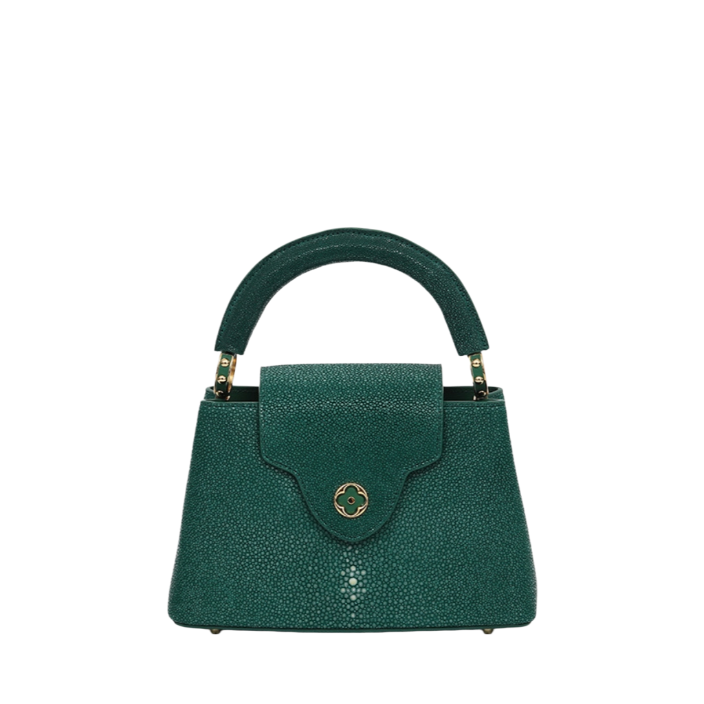 Genuine Stingray Skin Top Handle Bag Handmade Padlock Shoulder Bag