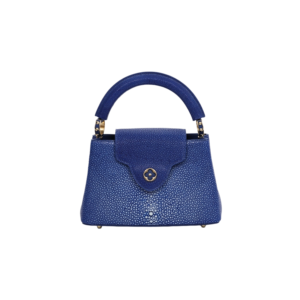 Genuine Stingray Skin Top Handle Bag Handmade Padlock Shoulder Bag