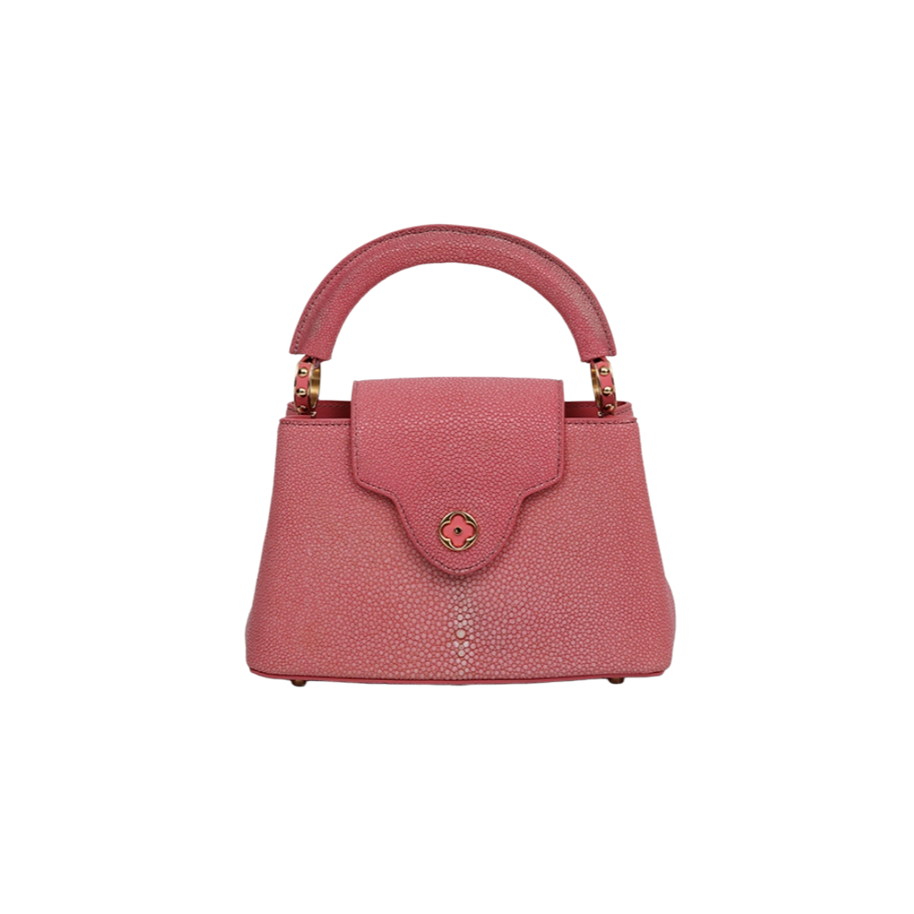 Genuine Stingray Skin Top Handle Bag Handmade Padlock Shoulder Bag