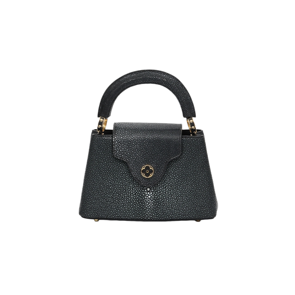 Genuine Stingray Skin Top Handle Bag Handmade Padlock Shoulder Bag