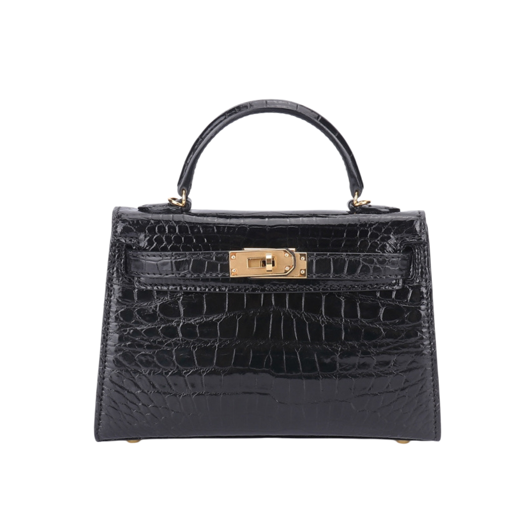 Genuine Crocodile Skin Kelly Style Top Handle Bag