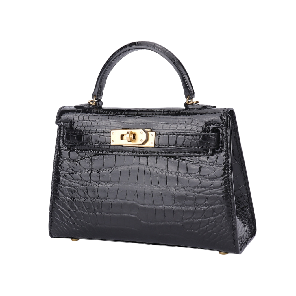 Genuine Crocodile Skin Kelly Style Top Handle Bag