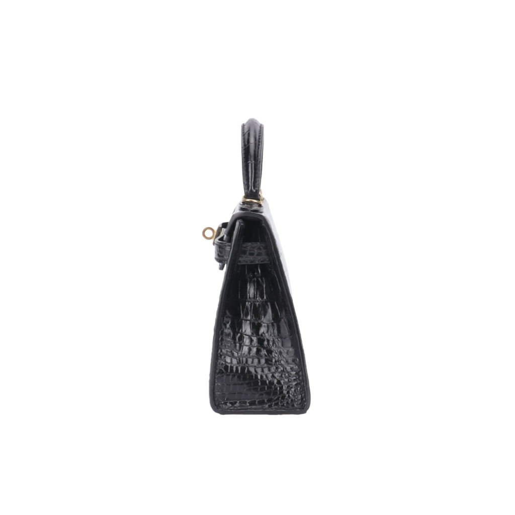 Genuine Crocodile Skin Kelly Style Top Handle Bag