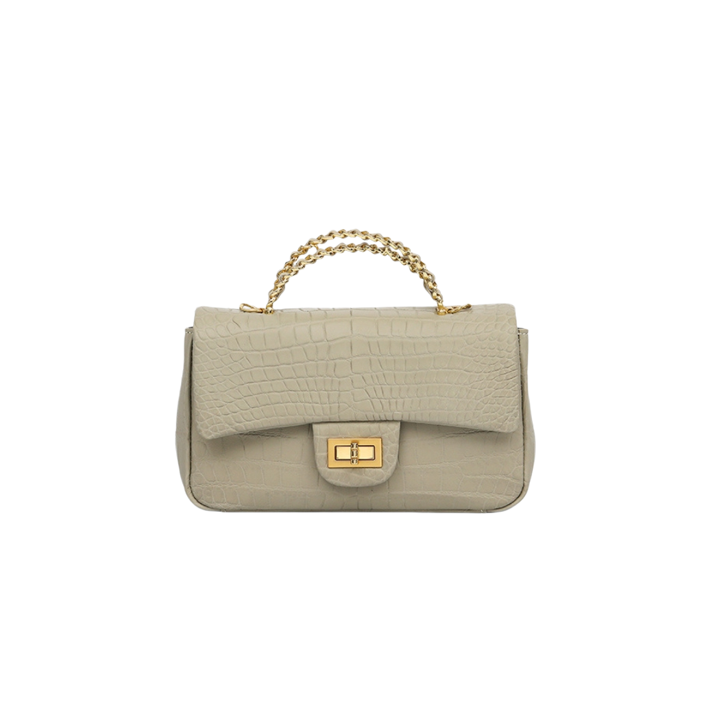 Luxury Mint Crocodile Skin Top Handle Shoulder Bag
