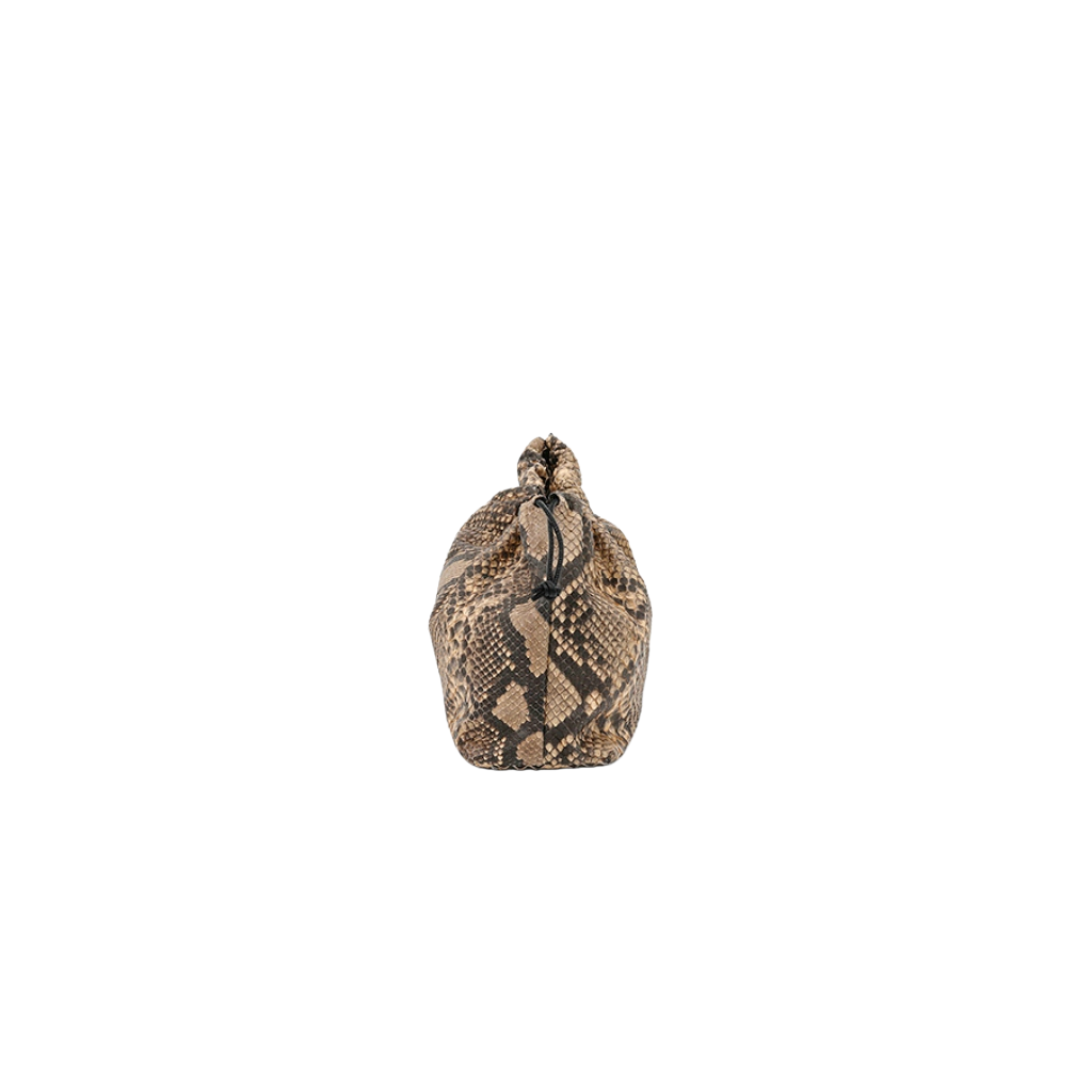 Genuine Python Leather Drawstring Crossbody Bag for Women