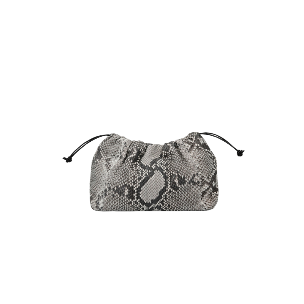 Genuine Python Leather Drawstring Crossbody Bag for Women