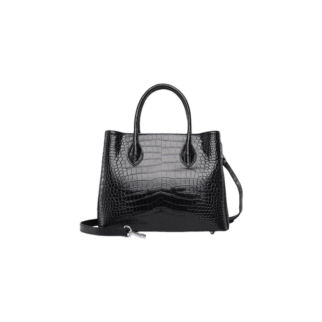 Black Genuine Crocodile Leather Handbag for Women Luxury Tote