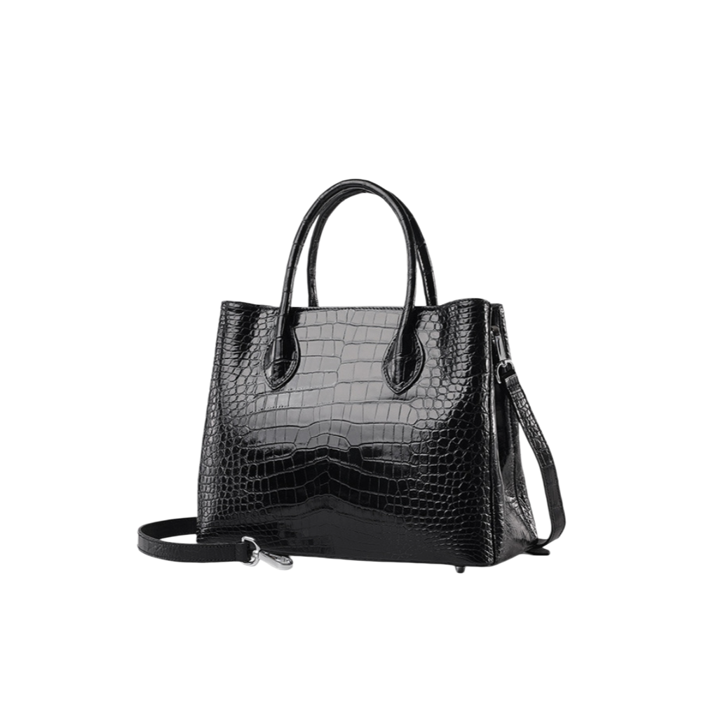 Black Genuine Crocodile Leather Handbag for Women Luxury Tote