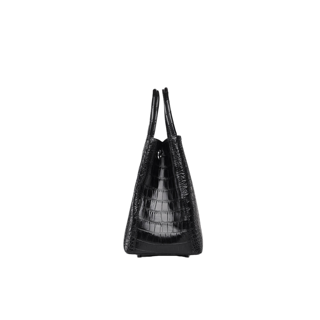 Black Genuine Crocodile Leather Handbag for Women Luxury Tote